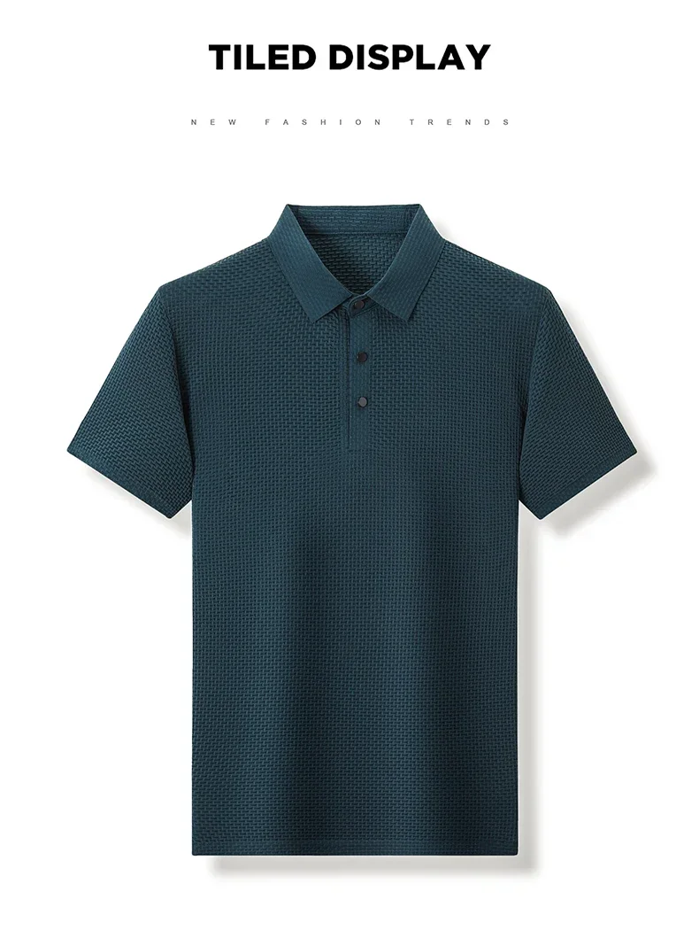 Sommer Neue männer Lop-up Hohl kurzarm Polo-Shirt Eis Seide Marke Kleidung Atmungsaktive Business-Mode T-Shirt männlichen Bis 6XL – Detail 24