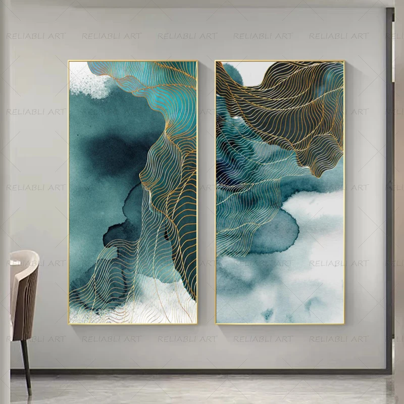 Modern Green Abstract Posters and Print Canvas Paintings for Living Room Bedroom Wall Art Decoration Line Pictures Home Decor