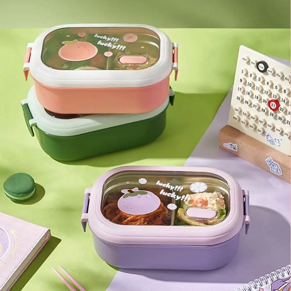 

Portable Leak-Proof Fruit Lunch Box 2 Compartments Insulation Lunch Container Stainless Steel 1000ml Food Storage Box Camping