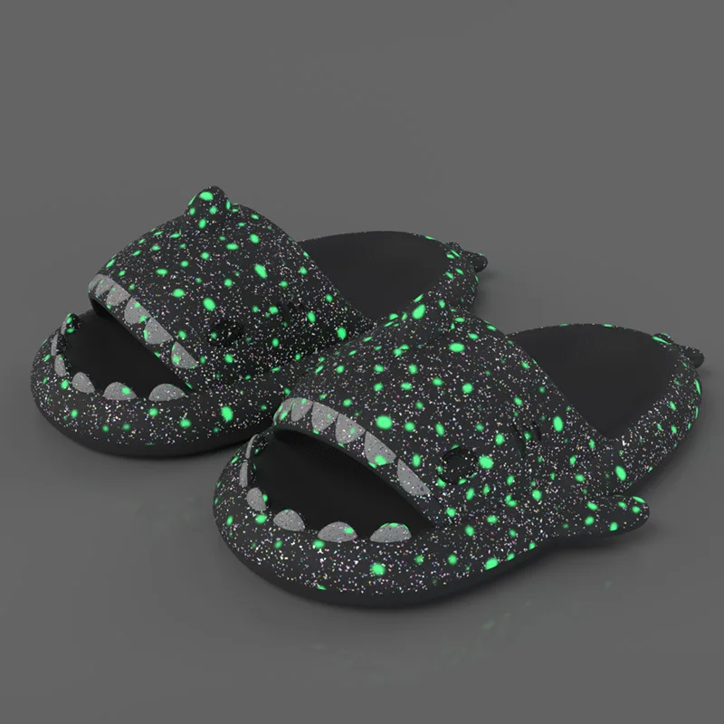 Women Luminous Starry Sky Cartoon Shark Shape Femlae New EVA Slippers Couple Home Platform Cartoon Beach Sandals Chaussure Femme