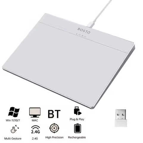 Multi-Touch Trackpad USB Wired Bluetooth-Compatible 2.4G Touchpad Mouse for Mac 10+ Windows 10/11 Desktop/Laptop/Notebook PC