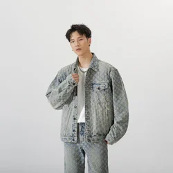 2024street fashion trendy brand print new vintage denim jacket, men's and women's design, loose casual, soft couple tops