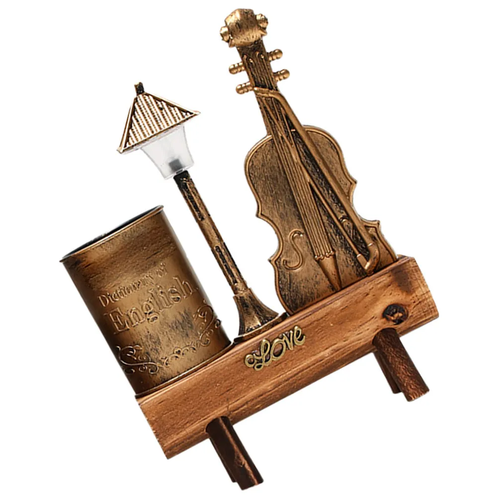 

Стильный настольный органайзер-подставка для ручек в виде скрипки, ночник, деревянный/пластиковый декор для интерьера, настольный органайзер для ручек