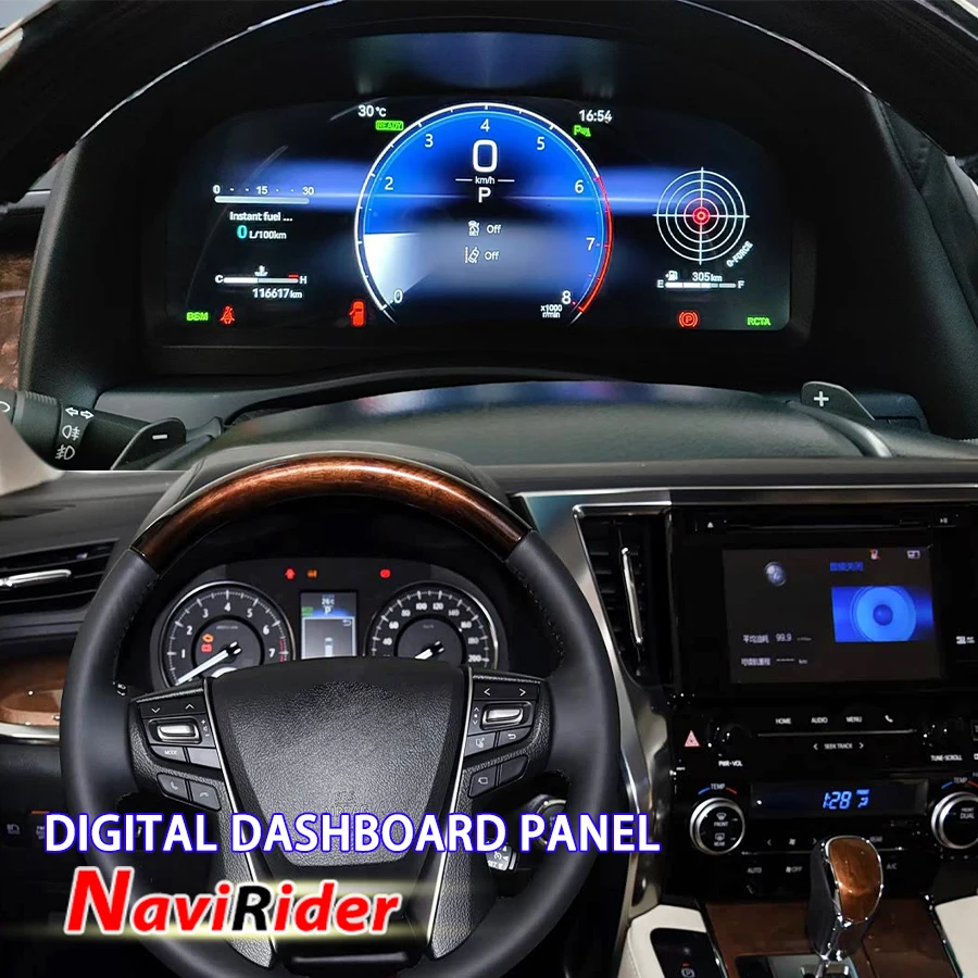 Digital Dashboard Panel For Toyota Alphard 30 40 2015-2022 Gauge Cluster Instrument Speedometer Interior Upgrade Virtual Cockpit