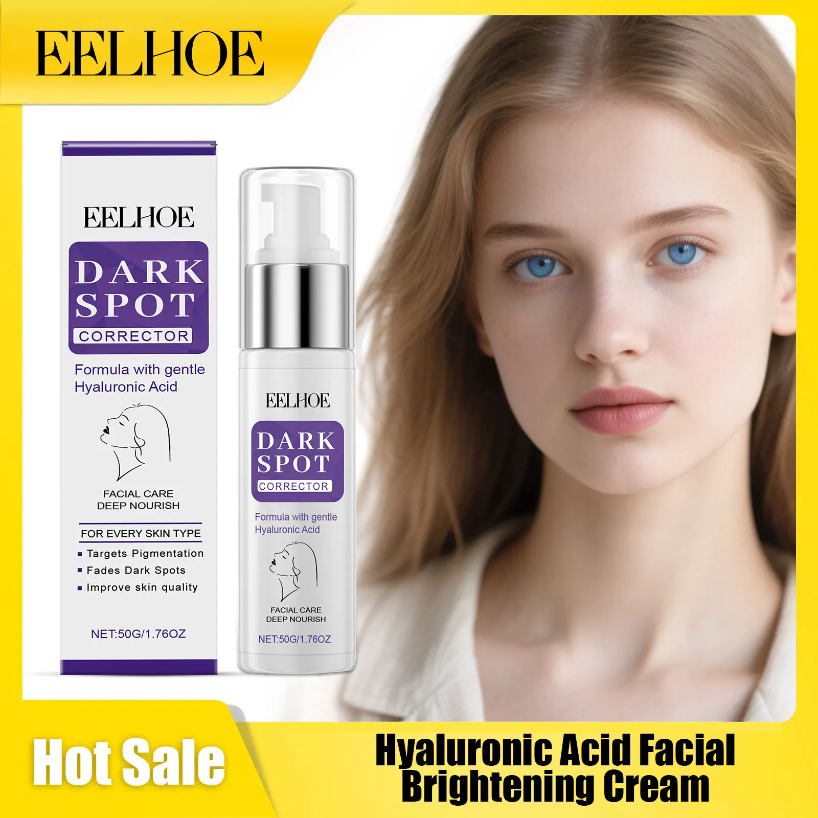 

Eelhoe Hyaluronic Acid Facial Brightening Cream Moisturizing Elasticity Fade Fine Lines Light Weight Night Face Firming Creams