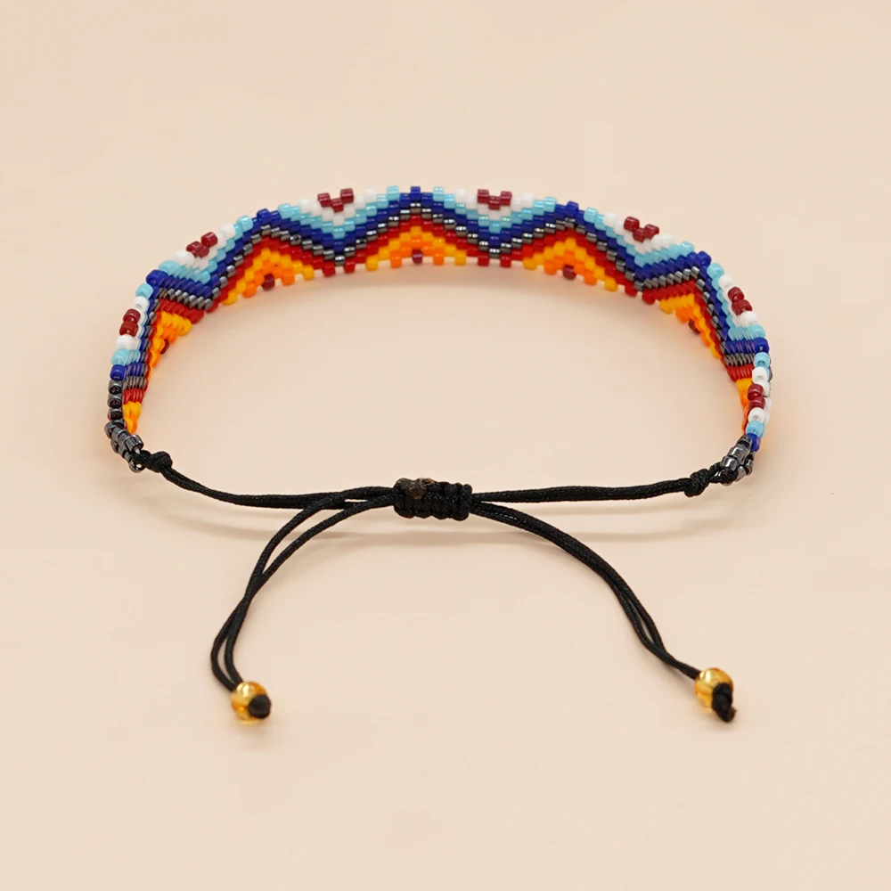 

Браслет из бисера Градиент цвета Богемия Регулируемый тренд Геометрия Треугольник Плетение ручной работы Узор Оригинальный браслет из рисовых бусин