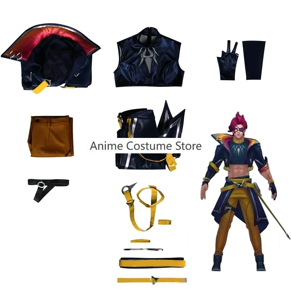 Jeu LOL Heartsteel Cosplay Costume, Kayn, Perruque Eyepatch, Uniformes Personnalisés, Halloween, Tenues de ixde Carnaval, Cheveux Synthétiques, Hommes et Femmes