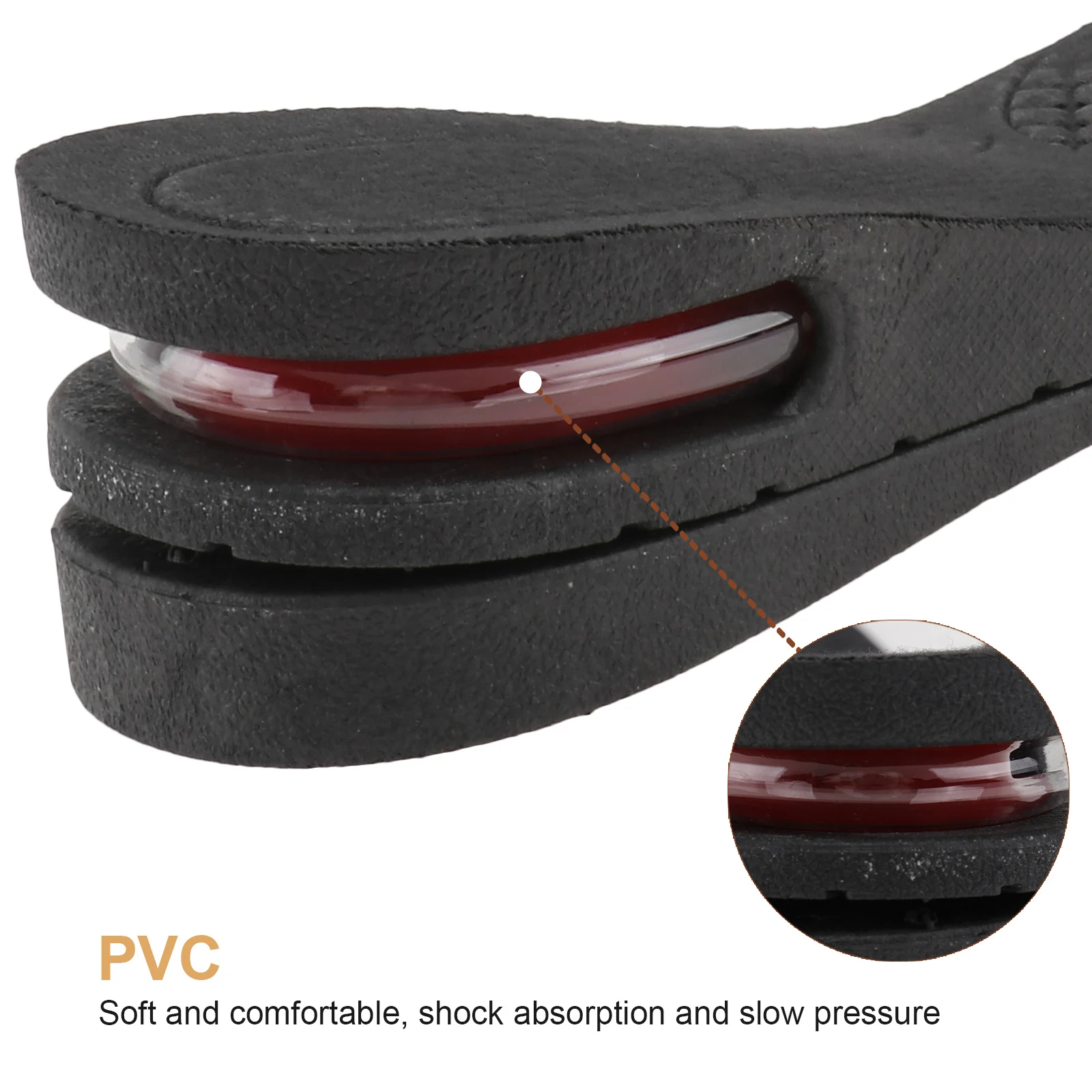 

Height Increasing Insoles Thick Bottom Detachable Wear Resistant Elastic Shoe Lifts Heel Inserts Size Scale Cut to Fit Foot Care