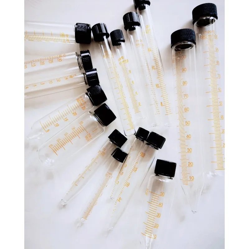 5pcs Glass Screw Tip Test Tube with Graduated Centrifuge Tube 5ml 10ml 15ml 20ml 25ml 30ml 50ml