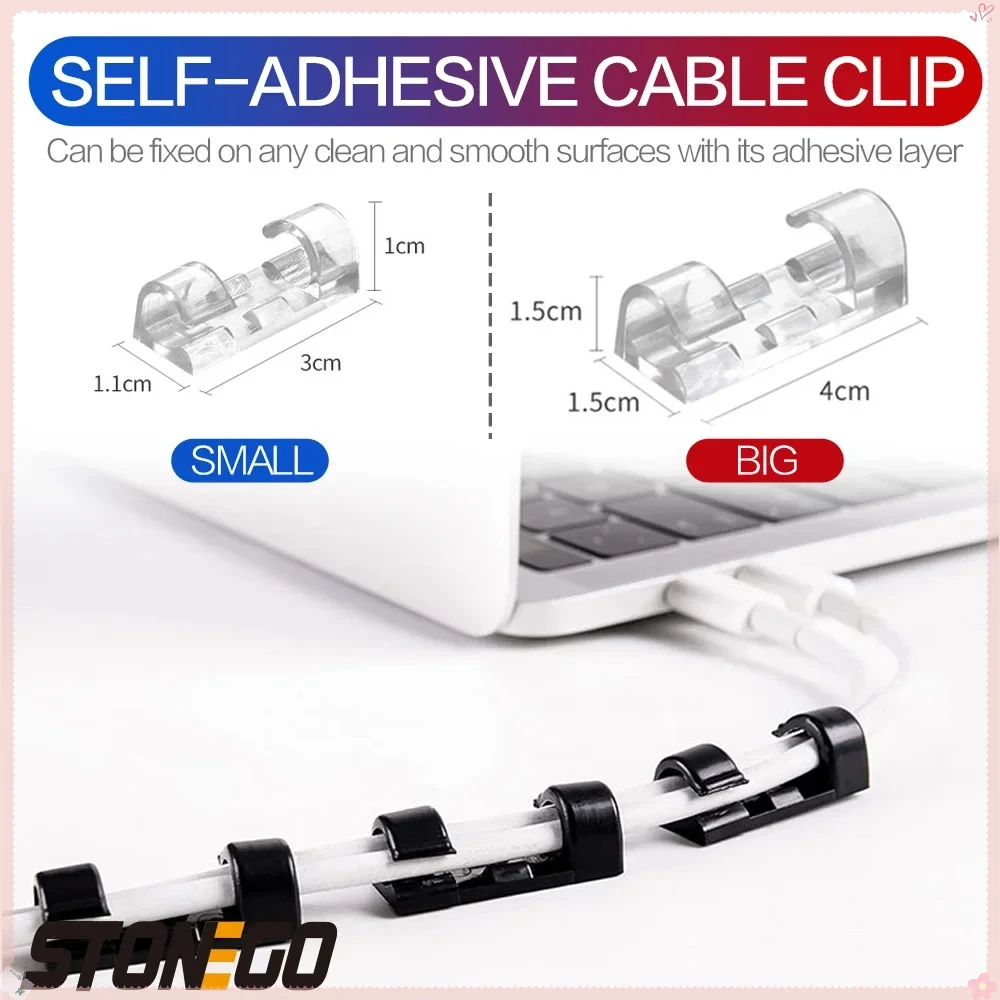 STONEGO Cable Clips Adhesive Cord Organizer Easy Install No Tools Needed for Network Cable Management