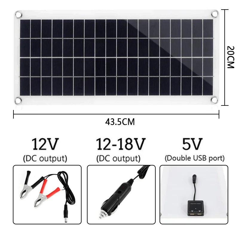 300W Solar Panel Kit Complete 12V USB With 10-60A Controller Solar Cells for Car Yacht RV Boat Moblie Phone Battery Charger