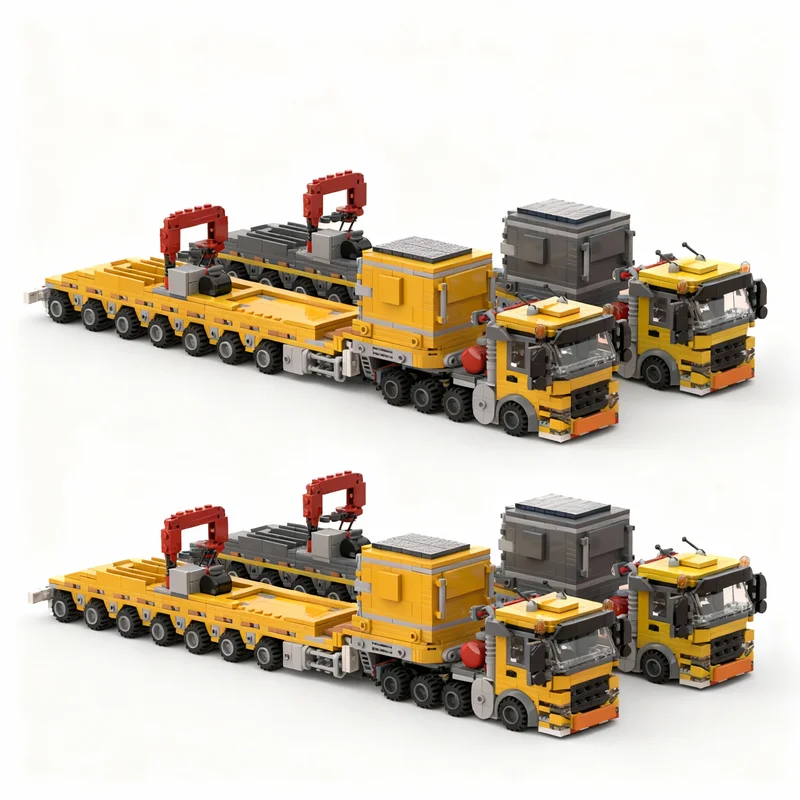 

964pcs MOC Construction Truck Ballast Low Loader Trailer City Model Building Blocks Architecture Toys Christmas Gifts Education