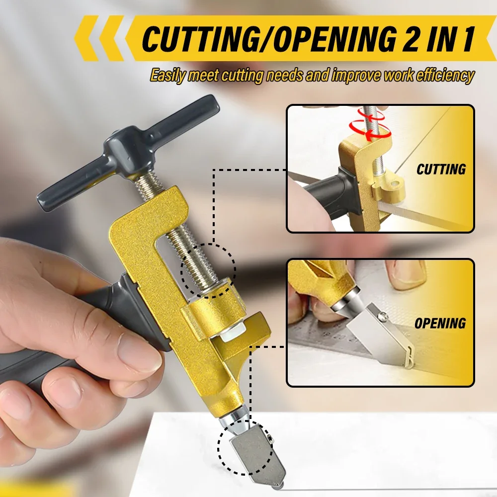 2 in 1 Diamond Glass Cutter Professional Ceramic and Porcelain Cutting Tile Cutting Manual Tile Cutting Tool Home DIY Breaker