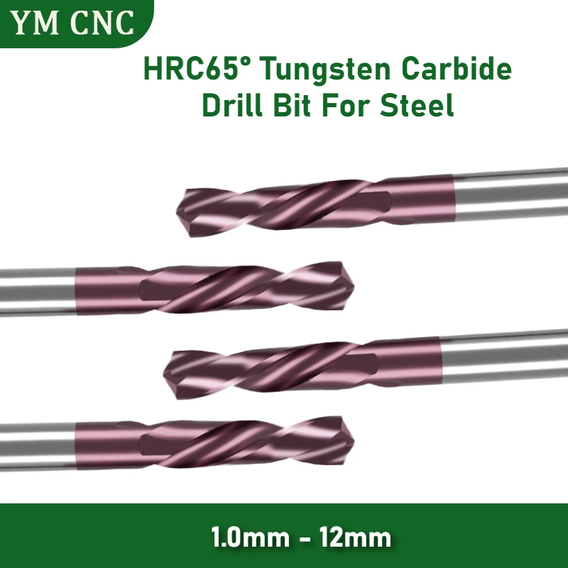 HRC65 Solid Carbide Twist Drill Bit Nano Coated Tungsten Steel Alloy Drill Bit for Cast Iron Alloy Steel Stainless Steel