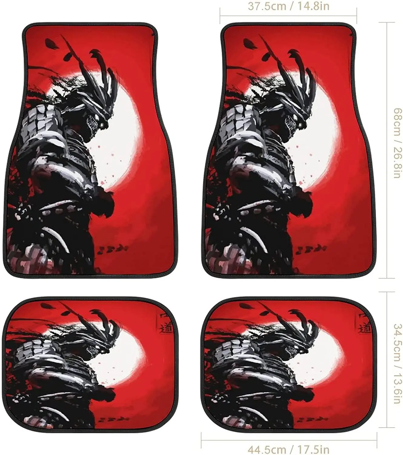 Japan Samurai in Moon Back tappetini per auto Universal Drive Seat tappeto tappetini protettivi per interni del veicolo disegni divertenti tappetini