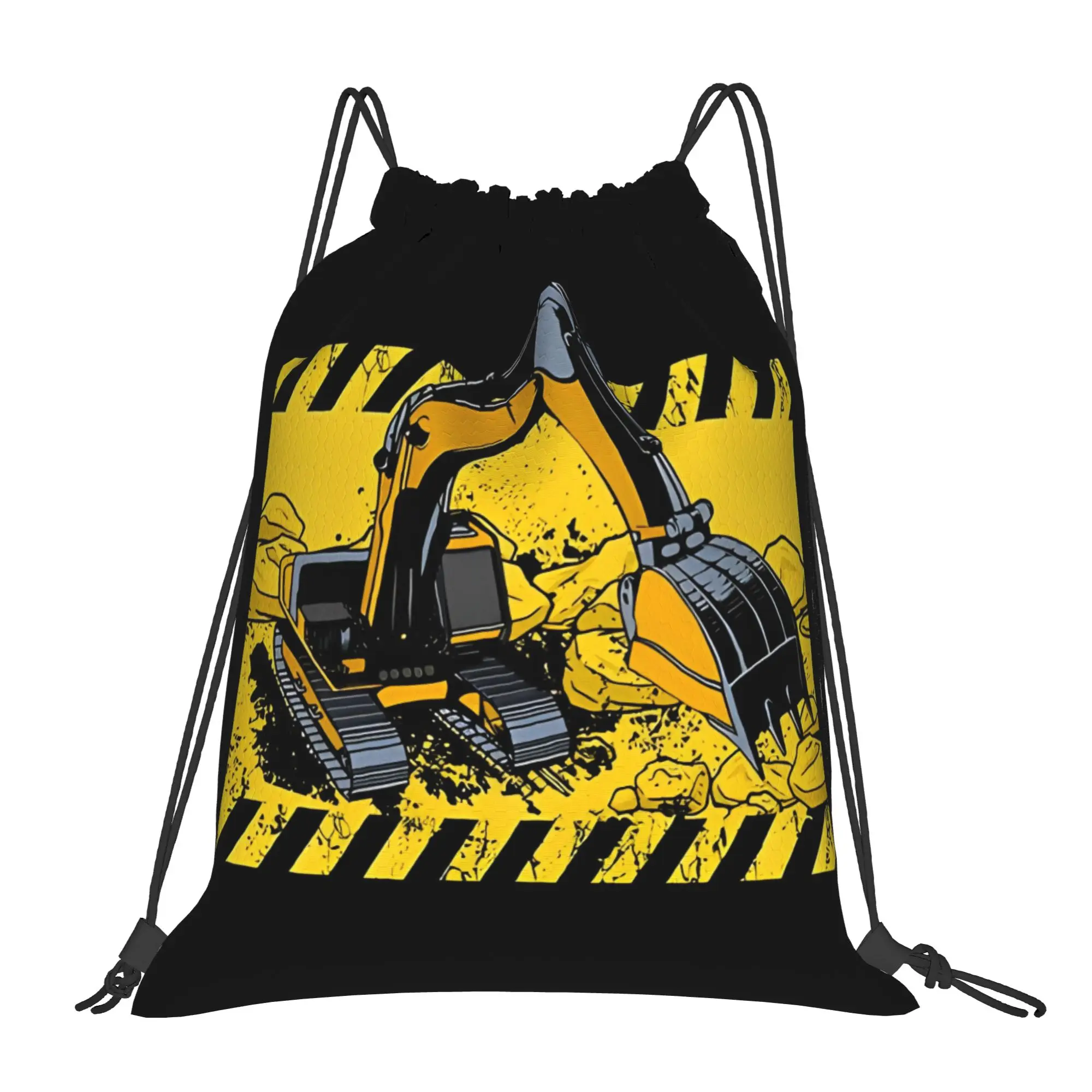 Excavator Operator  Construction Site tape Construction vehicle Portable Hiking gym Drawstring Bags Riding Storage Backpacks