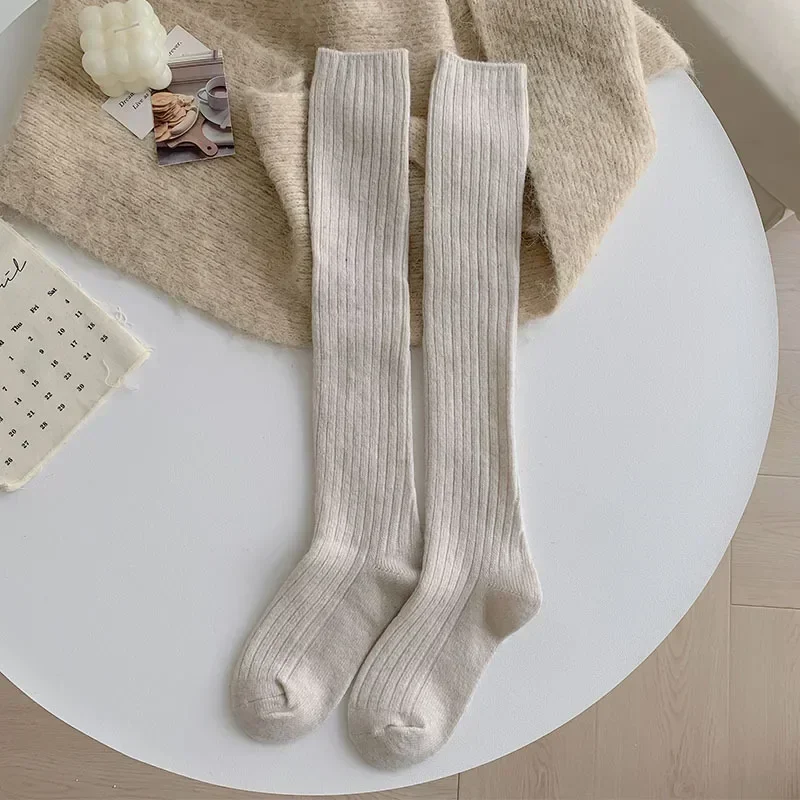 

Wool Cashmere Stockings Thermal Girls Solid Color Long Socks Stockings Women Autumn Winter Thick Warm Knee Socks Women Stockings