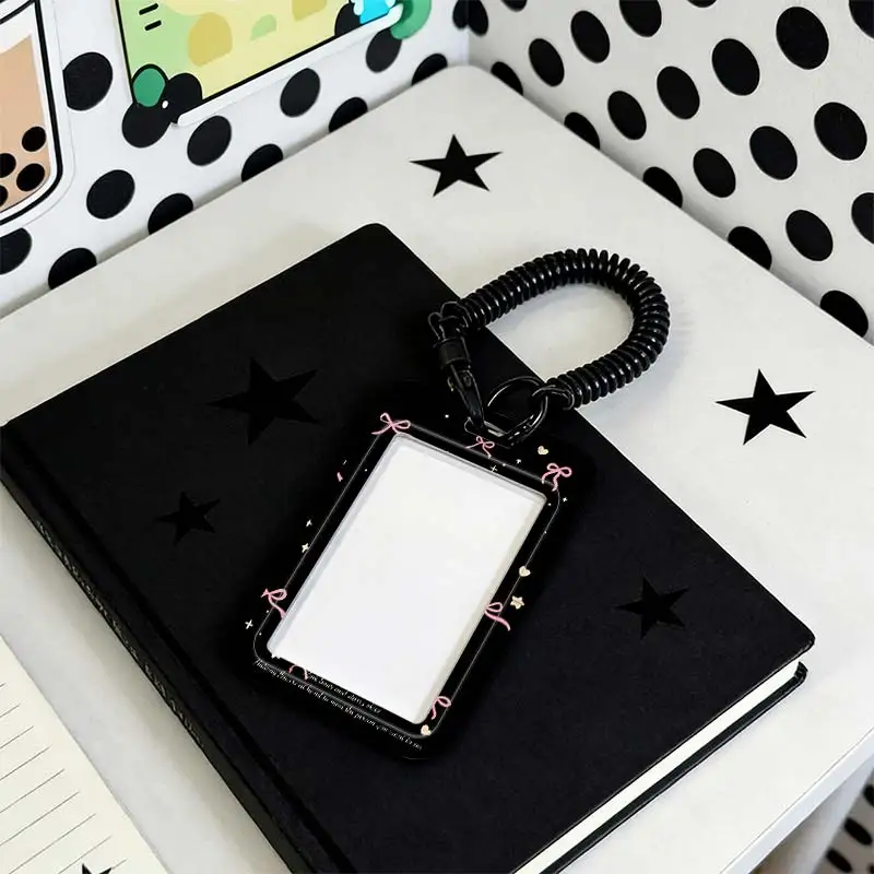 Card Protective Case for Stretchable Spring Cord Photo Protector Kpop Photocard Holder Student Bus/Meal Card Protection Case