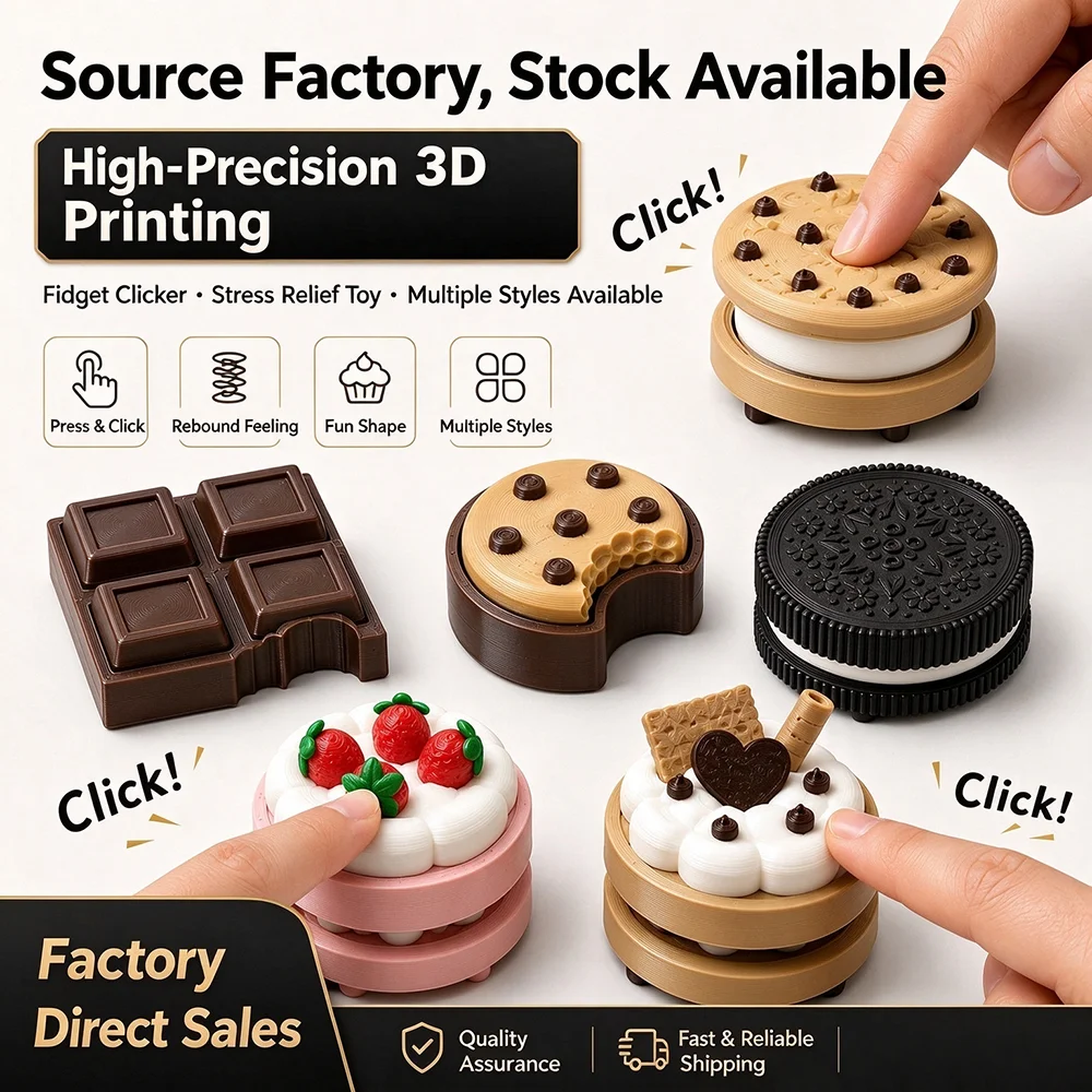 3D Printed Dessert Clicker Simulated Dessert Keyboard Fidget Clicker Anti Stress Miniature Craft Gift for Men and Women