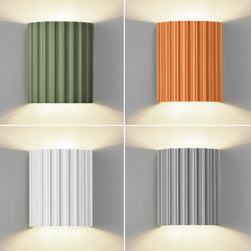 Nordic Macaron Stripe Wall Lamp, luminária LED, Eco-friendly Resina Luz, Salas, cabeceira, Corredor, Varanda, Home Lighting Lustre