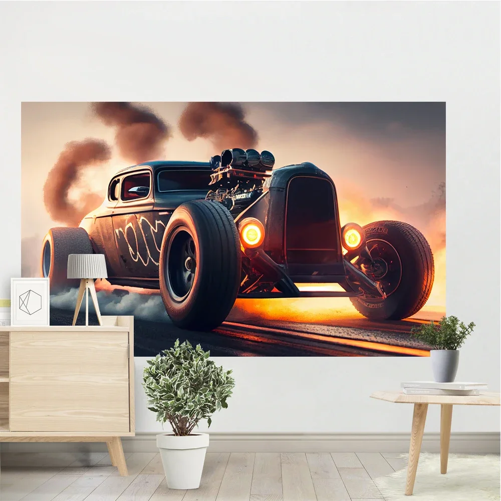 American Vintage Car Tapestry Age Cool Student Dormitory Room Wall Decoration