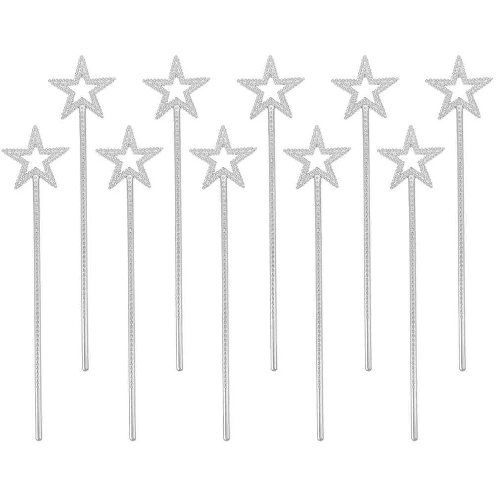 

10Pcs Star Shape Fairy Stick Durable Plastic Play Props Decorative Magical Fairy Wands for