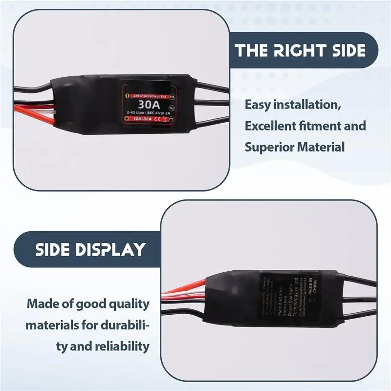 ABUM-30A Brushless ESC AM32 Electronic Speed Controller For 1224/1621/2204Motor With Power Plug PH2.0 Female Motor Plug PH2.0