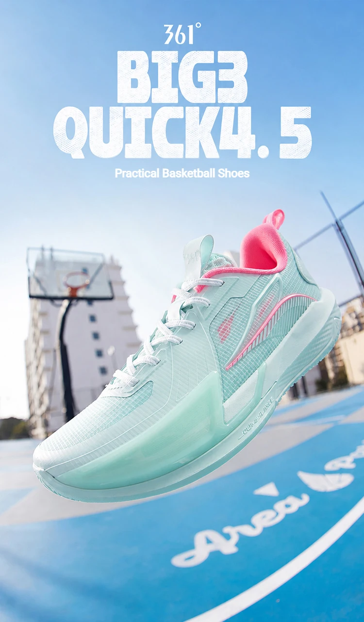 361 Degrees BIG3 QUICK 4.5 Men Basketball Shoes Stable Comfort Wear-resistant Elastic Light Breathable Male Sneakers 672621102