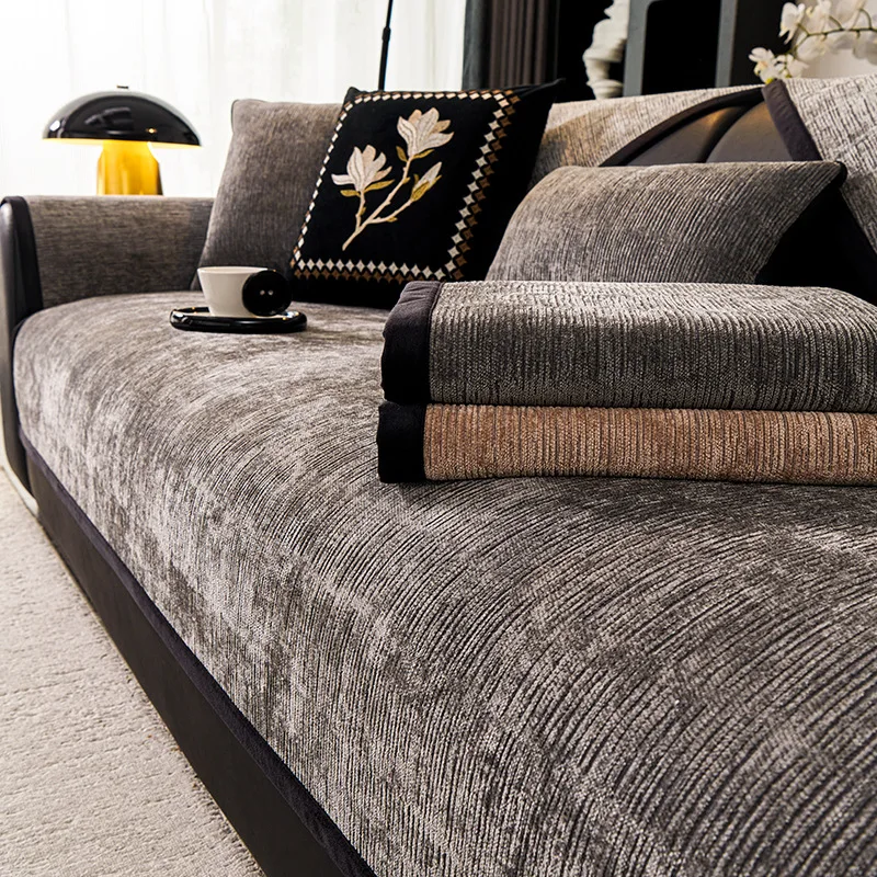 

Утолщенная подушка для дивана из синели, нескользящий чехол для дивана для гостиной, универсальный пылезащитный чехол для четырех сезонов, тканевое полотенце с защитой от царапин