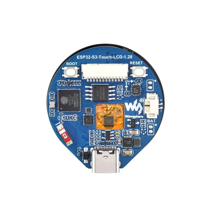 Waveshare ESP32-S3 Development Board, with 1.28inch Round Touch LCD, Compact size, Accelerometer And Gyroscope Sensor