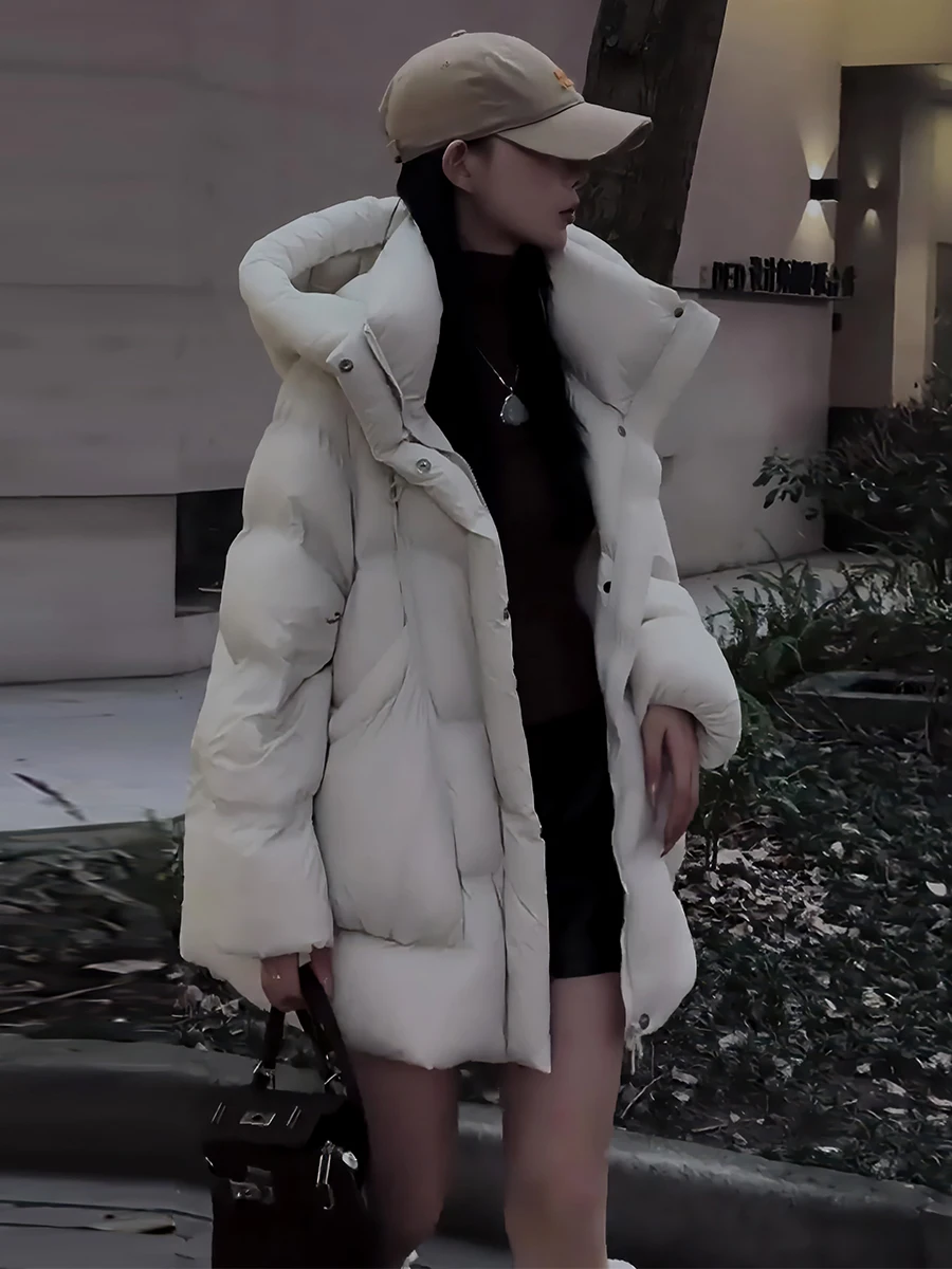 Abrigo de invierno Jaet acolchado de plumón blanco con capucha para mujer, cálido, Sli, dulce, longitud Regular, sin marca