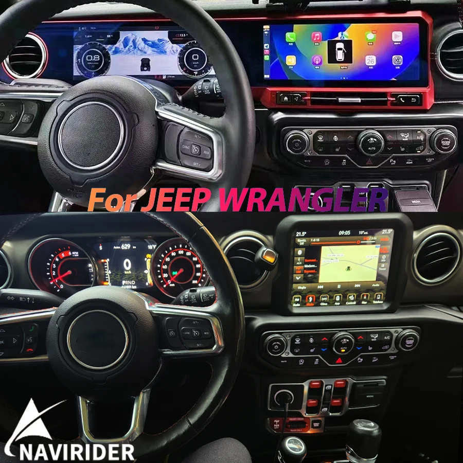 

Автомагнитола с 360-градусным обзором для JEEP WRANGLER 2018-2022, LCD Android QLED, двухэкранный мультимедийный плеер 24.6'', GPS-навигация, стерео, 4G, CarPlay