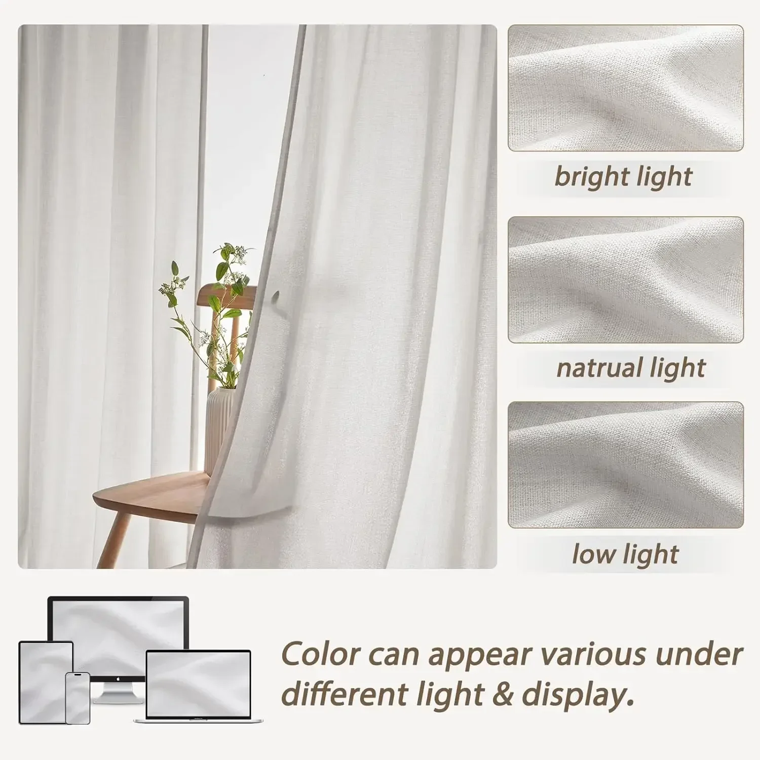 

[Free Shipping, New Arrival!]Pinch Pleated Extra Wide 70 x 96 Inch Curtains 2 Panel Set for Bedroom, Modern Beige White Linen Bl
