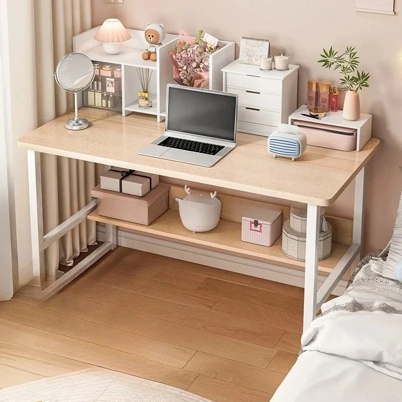 

Письменный стол с полкой для хранения - Прочный компьютерный стол для студенческой комнаты и домашнего офиса, широкий игровой стол с закругленными углами