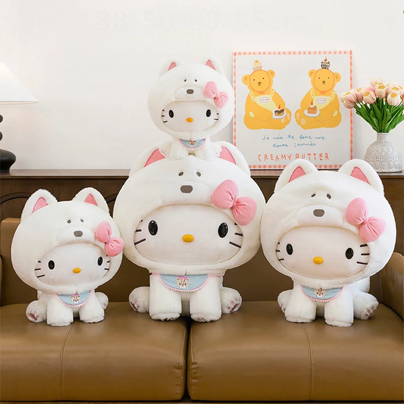 

Sanrio Kawaii Hello Kitty Plush Toy Stuffed Doll Cute Pink Hello Kitty Cat Plushie for Kids Birthday Xmas Gift Cartoon Pillow