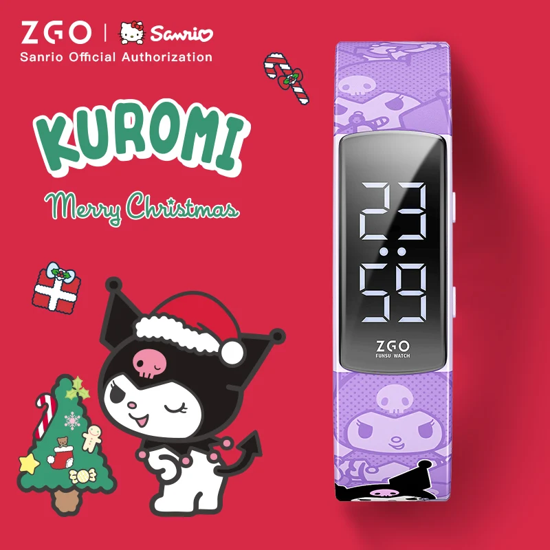 ZGO X Sanrio Kuromi Smart Wristband IP65 Waterproof USB Rechargeable and Calorie Counter Girl Electronic Watch Bracelet 6262