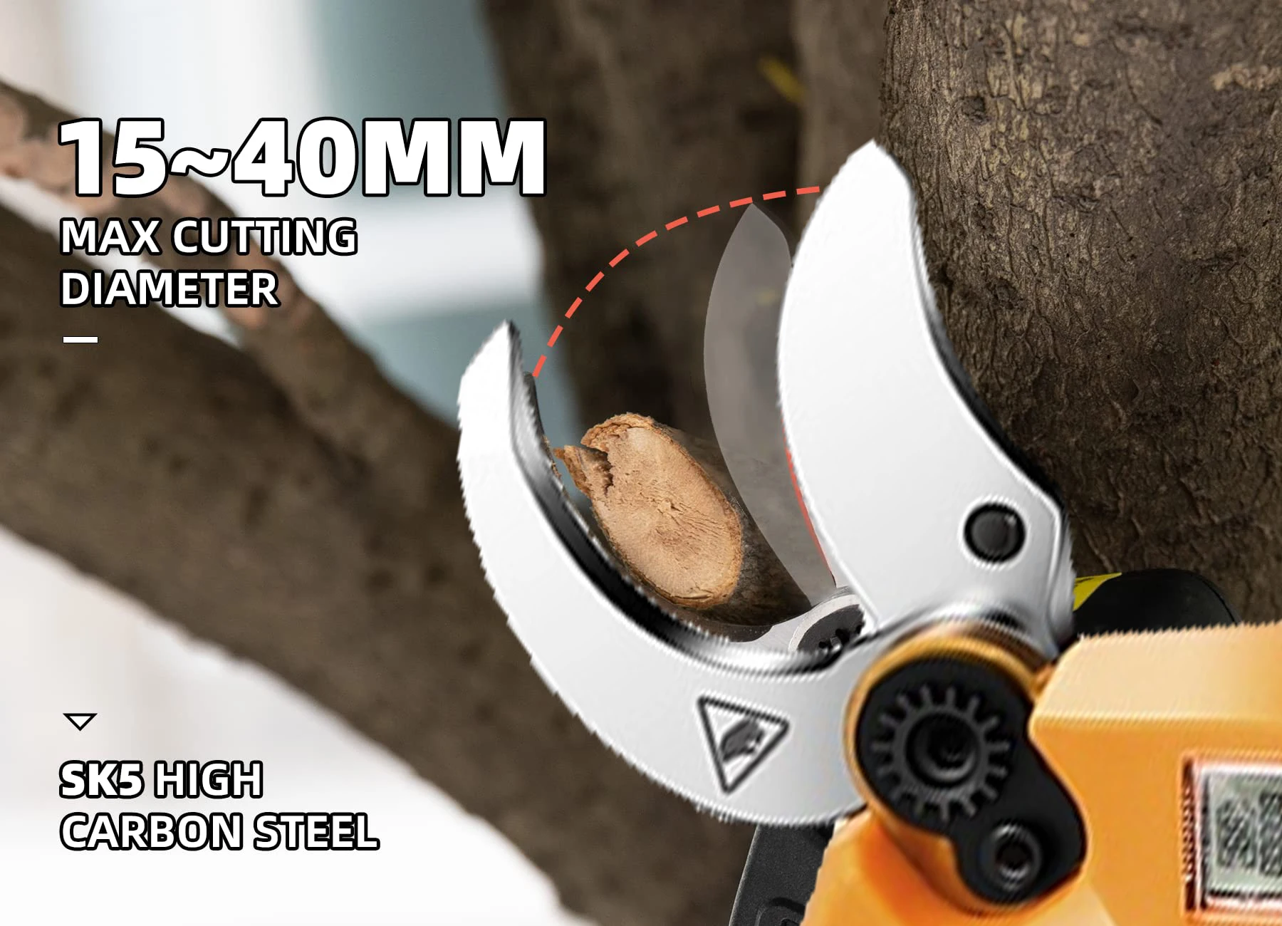 21V Portable Electric Pruning Shear With LED Display 40 mm (1.6 in) Cutting Diameter Scissors Cordless Electric Pruning Shear