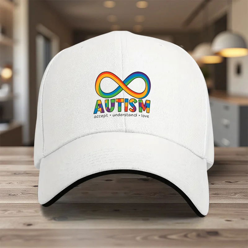 Autism Awareness Rainbow Infinity Symbol Baseball Cap Polyester Adjustable Outdoor Adult Hat