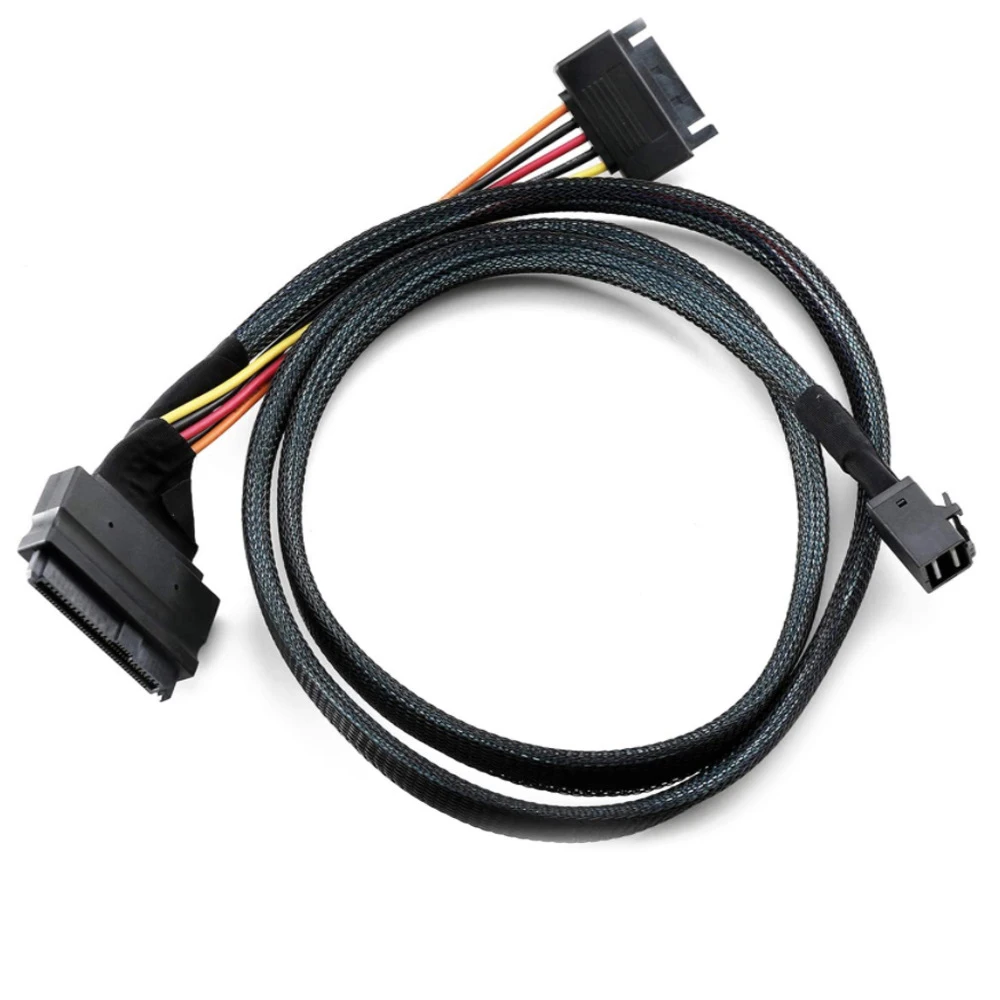 Mini SAS HD SFF-8643 to SAS 8639 SATA 15p Male Convert Cable Y Shape Computer PC Server Connect Wire 50Cm Extend Line Cord