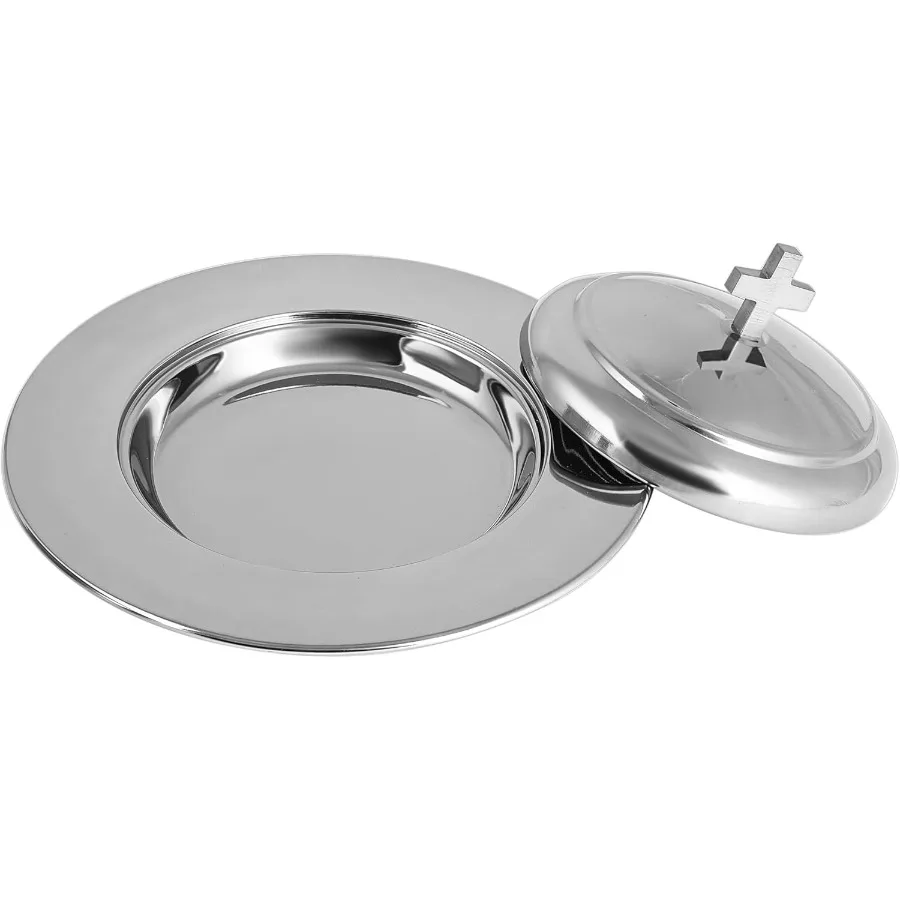 

Посуда для причастия, тарелка для хлеба с крышкой, зеркало из нержавеющей стали, серебро