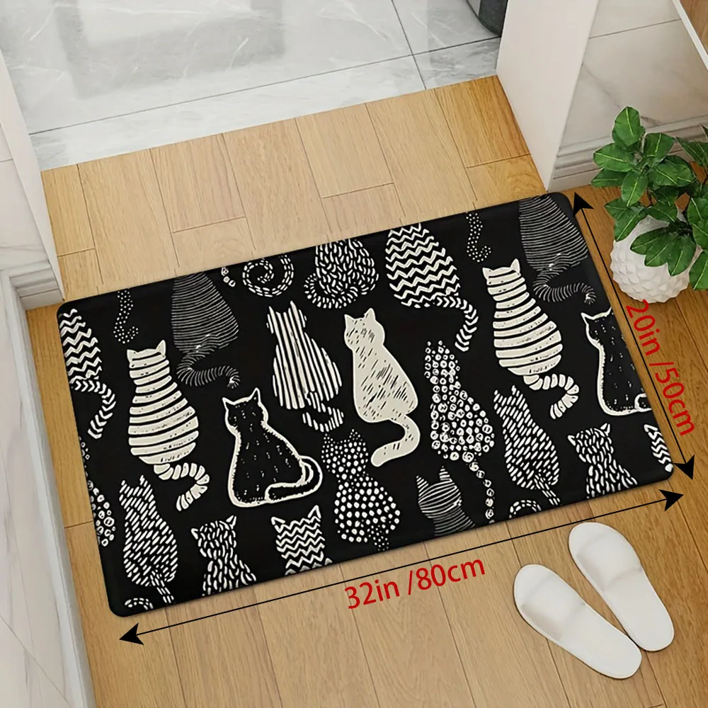 Cartoon cat back bedroom living room decoration mats, bathroom toilet absorbent mats