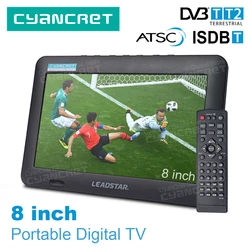 LEADSTAR D8 Portable TV 8 Inch DVB-T2 ATSC ISDB-T tdt DTT Digital and Analog Mini Small Car Television Support TF MP4 H.265 AC3