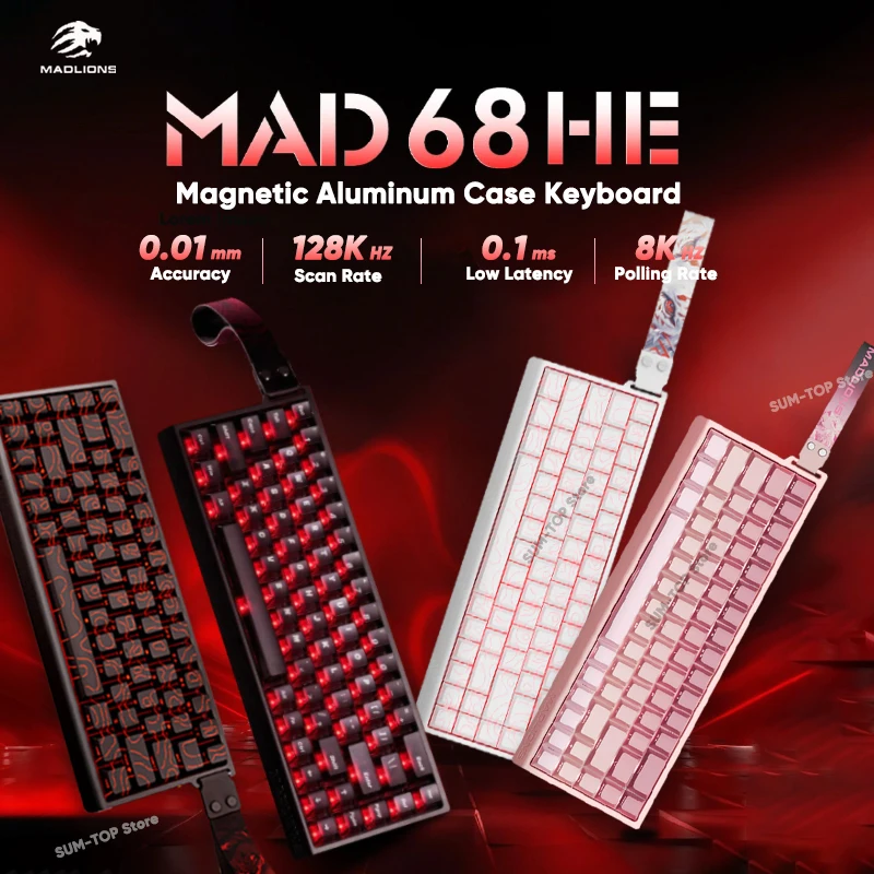 

Madlions mad60he Mad60 Mad68 HE Механическая клавиатура Магнитный переключатель Проводная игровая клавиатура Быстрый триггер 0,01 RGB Клавиатура Подарки