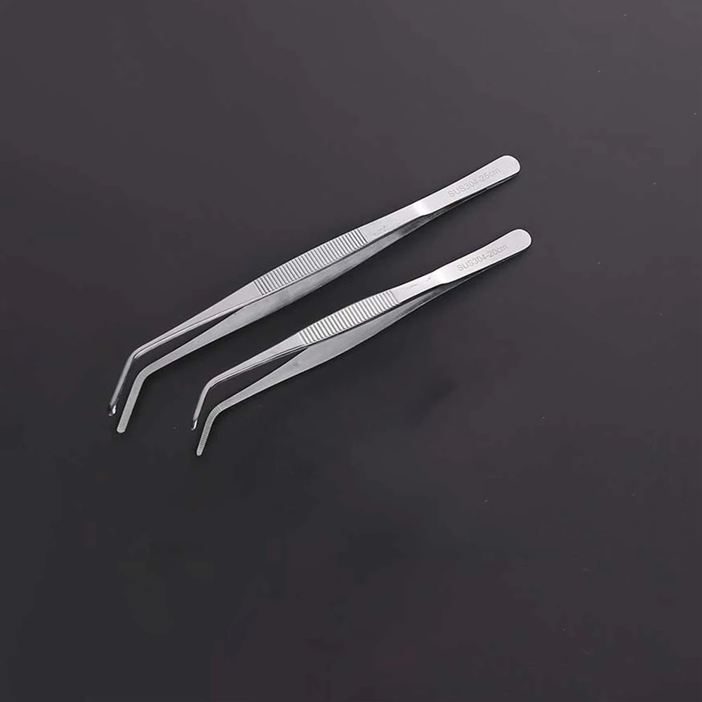 5pcs/10pcs Stainless Steel Curved Tweezer 12.5/14/16/18/20/25/30cm Thicken Medical Surgical Tweezer for Laboratory