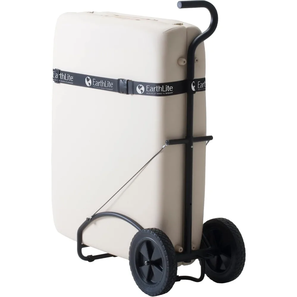

Massage table wagon, equipped with large rubber wheels and telescopic handle