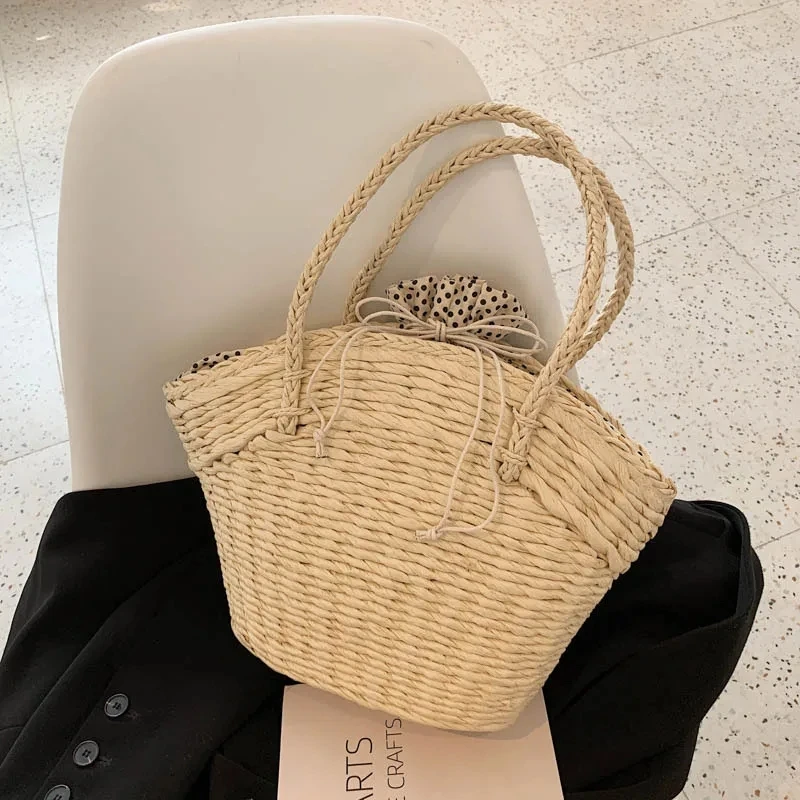 Large Capacity Female Bohemian Beach Handbag Rattan Wicker Straw Tote Bag Casual Travel Fashion Shoulder Basket Bolsos