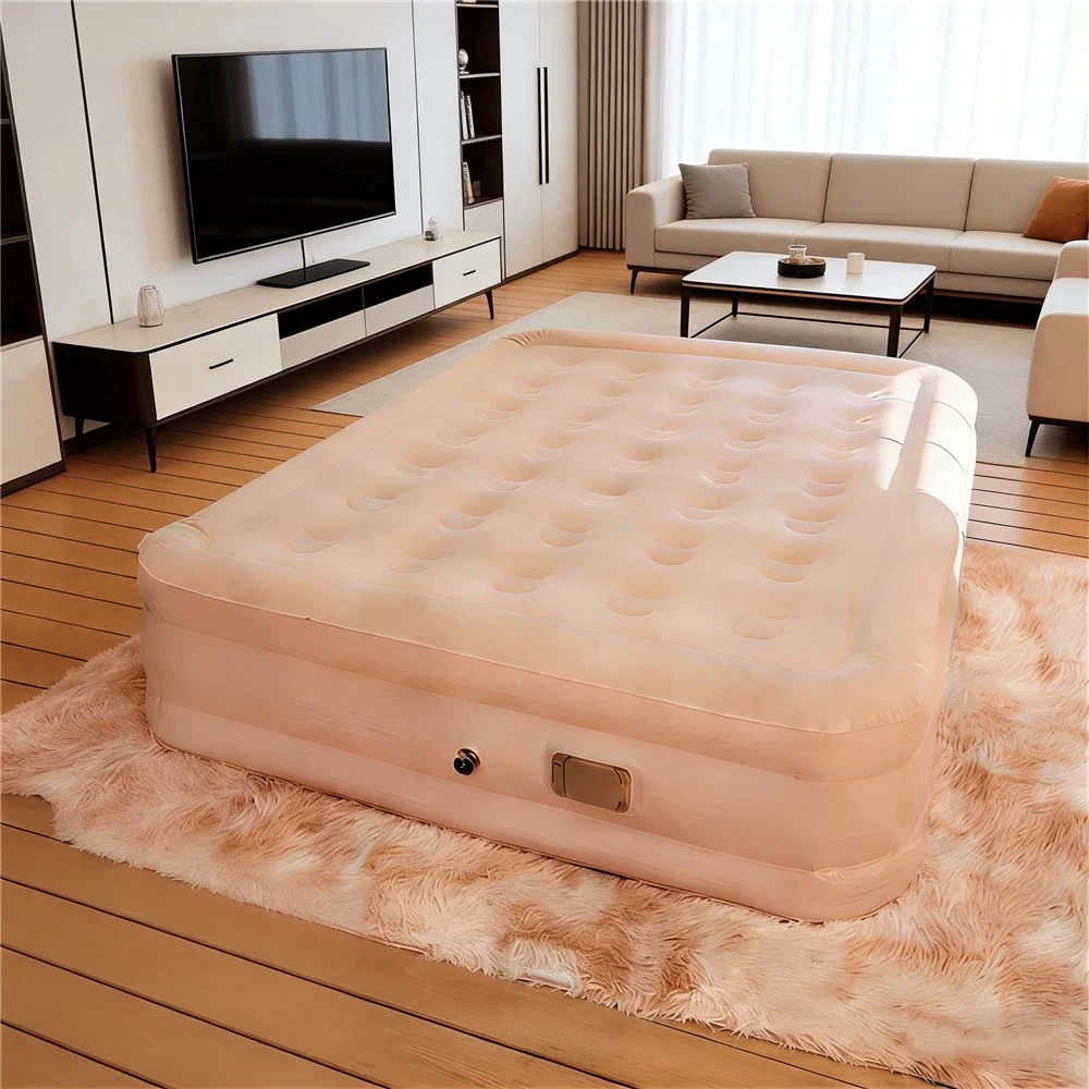 Inflatable Bed with Built-in Air Pump for Balcony Living Room Bedroom Outdoor Use - Comfortable Portable Inflatable Mattress