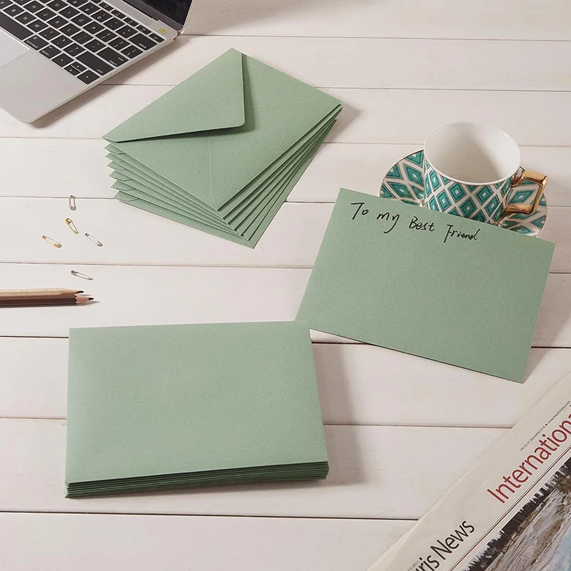 50pcs/lot Envelope Green Western Style Business Supplies 120g Paper Invitations Postcards Letter Gift Packing Wedding Stationery