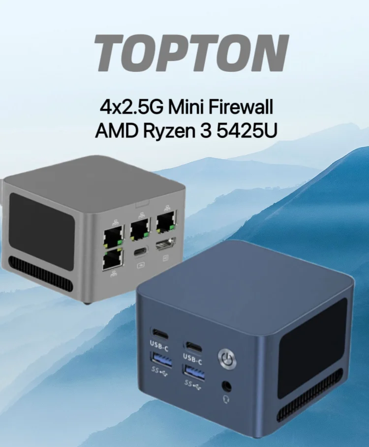 Topton M1 AMD Ryzen 3 5425U 4x 2.5G LAN i226-V 8GB LPDDR4 Pocket Mini Gaming Computer Proxmox pfSense Box
