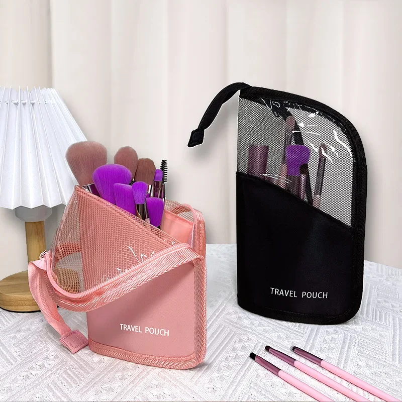 Multi-functional Travel Cosmetic Bag Large Capacity Eyebrow Pencil Bag Storage Handheld Portable Storage Makeup Wash Bag